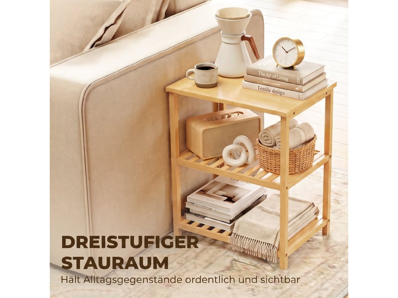  Table d'appoint 3 niveaux en bambou coloris naturel 40,6 x 30 x 50,5 cm  - Conforama E
