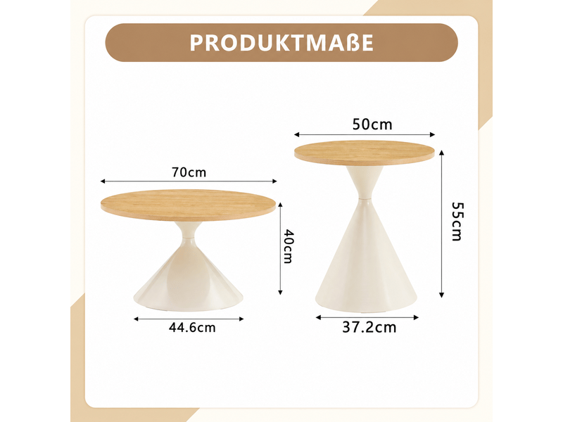  Table basse ronde ensembles mdf bois et métal blanc ø70 cm  - Conforama C