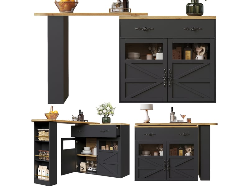  Table de bar extensible 138x39x104 cm pivotante 360° mdf noir  - Conforama D