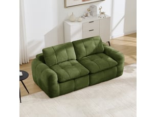 Canapé fixe, droit, modulaire, en tissu chenille, vert