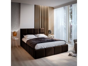 Lit coffre 140x200 cm <strong>MASSENO</strong>  <strong></strong> coloris marron
