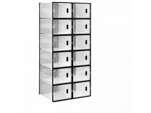 Boîte à chaussures empilable tcqpz lot de 12 en plastique transparent et noir 25 x 18,5 x 35,5 cm