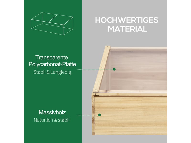 Serre en bois pour semis - naturel - bois de sapin - plaque pc - protection contre vent et pluie 100x50x35cm - Conforama D