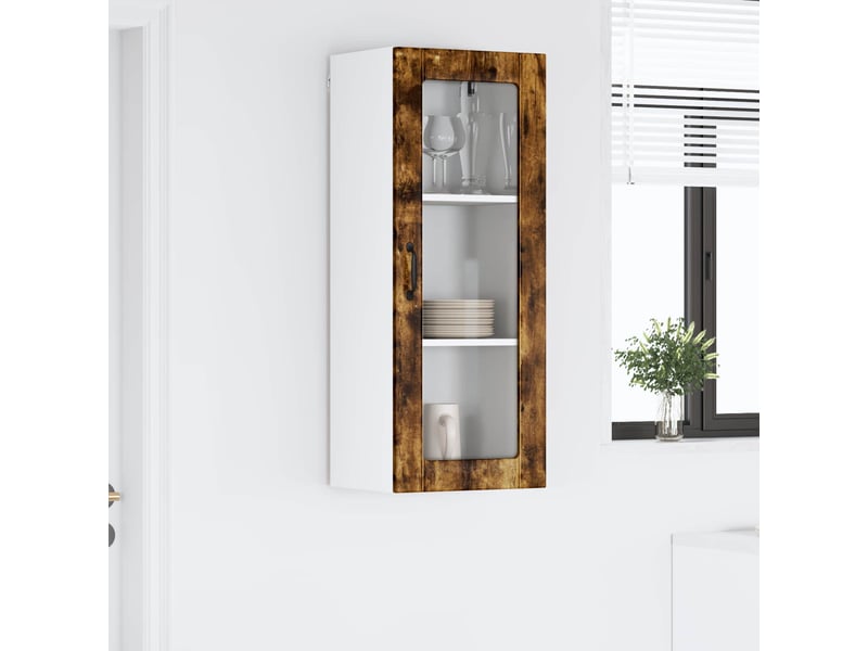  Meuble mural de cuisine, cabinet en verre mural chêne fumé 40x31x100cm shl8672  - Conforama D