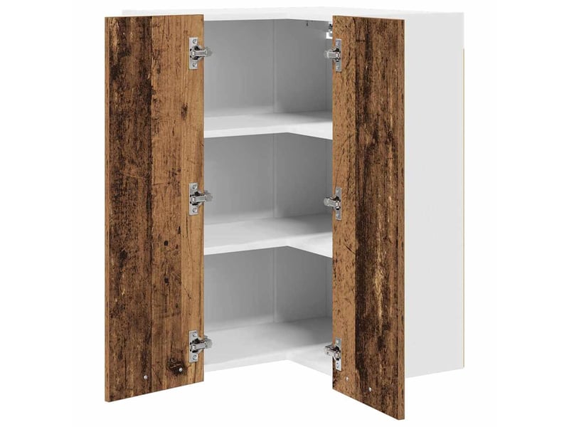 Meuble de rangement cuisine, armoire suspendue bois ancien et blanc 57x57x80cm - Conforama E