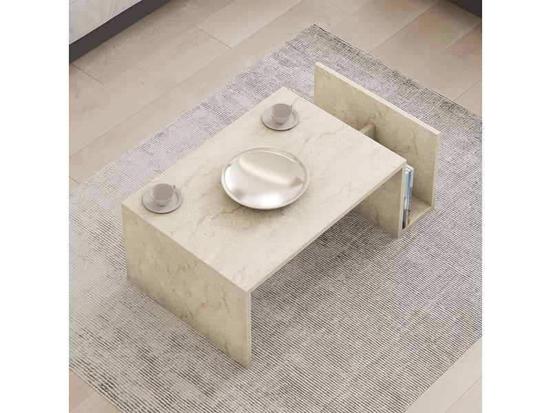  Table basse rectangulaire beige avec rangement intégré  - Conforama E