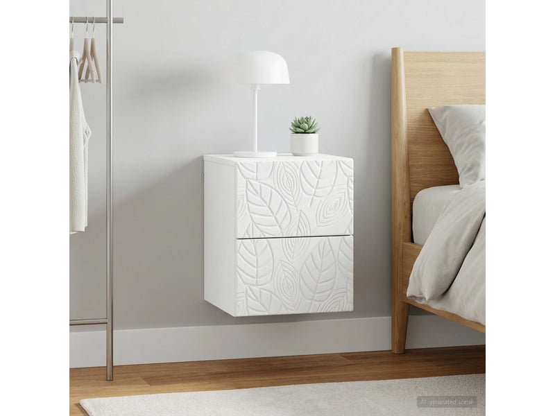  Vidaxl table de nuit murale blanche 2 pièces meuble rangement 34,5x33x40cm salon chambre bureau  - Conforama C
