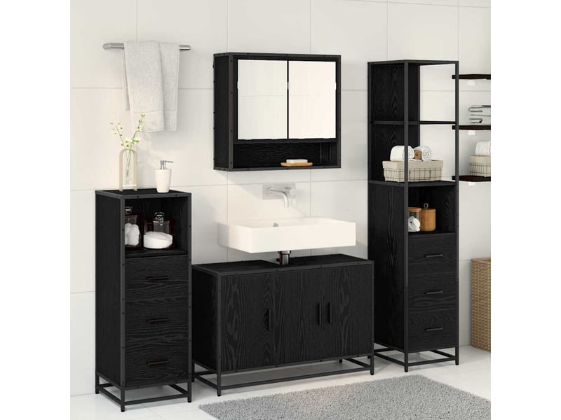  Ensemble de mobilier de salle de bain 3 pc chêne artisanal cf64303  - Conforama D