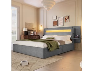 Lit coffre 140x200 cm REDOM coloris gris