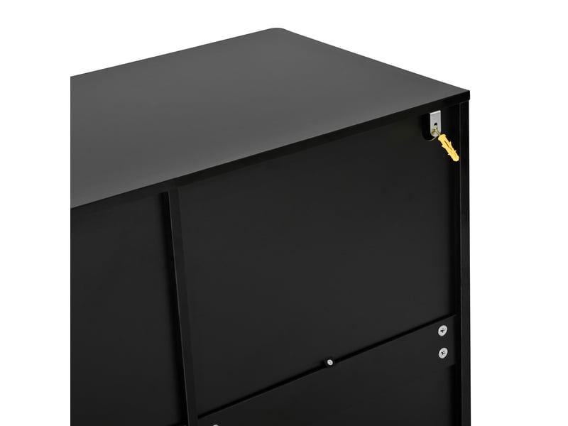 Buffet tcqpz 150 x 40 x 75 cm avec vitrines led réglables par application noir brillant - Conforama D