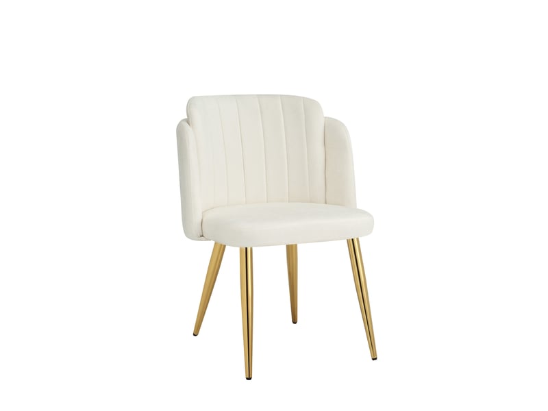  Lot de 6 chaises de salle à manger 58,5x62x78 cm blanches à piètement doré  - Conforama E