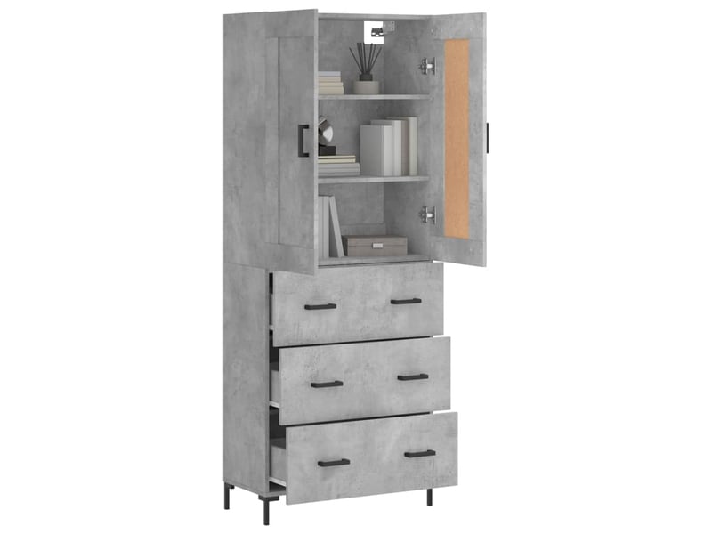  Buffet haut - bahut - meuble de rangement gris béton 69,5x34x180 cm bois d'ingénierie  - Conforama C