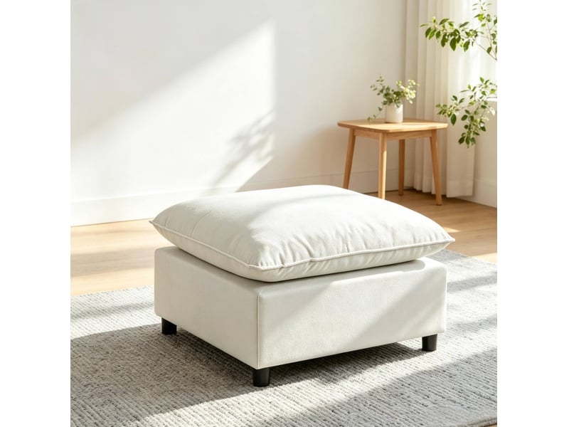  Pouf tcqpz carré 75 x 75 x 40 cm repose-pieds et assise d’appoint gris  - Conforama E