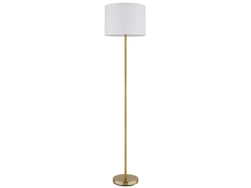  Globo truett lampadaire avec abat-jour en laiton mat et lin blanc, douille e27  - Conforama C