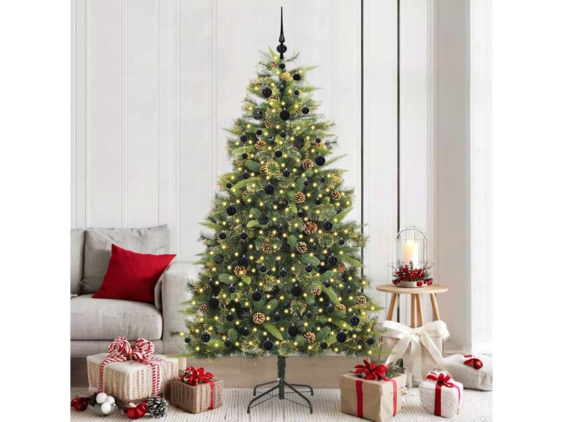 Sapin de noël artificiel, arbre de noël avec branches pliables et cônes 210 cm shl9961 - Conforama B