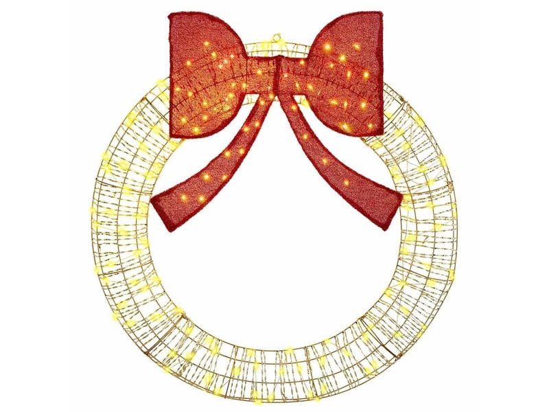 Couronne de noël, décoration de noël blanc chaud 120 x 120 x 10 cm pet 150 led cf61763 - Conforama D