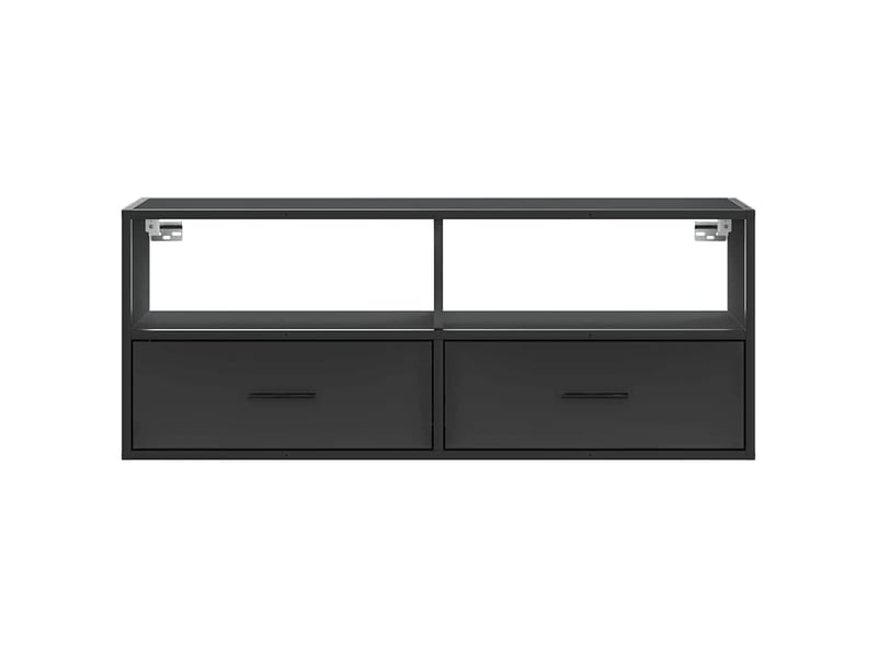  Meuble tv - banc tv - meuble de rangement noir 100x31x39,5 cm bois d'ingénierie et métal  - Conforama D
