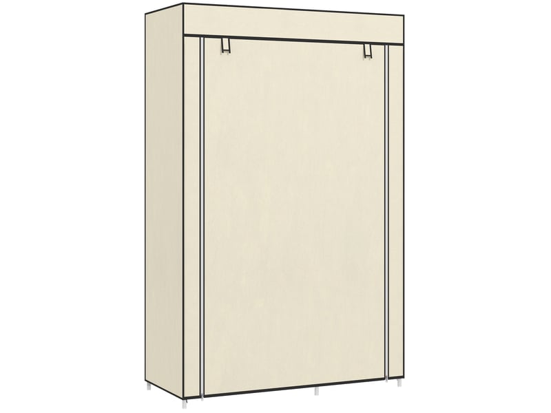  Armoire pliable en tissu, armoire portable avec 6 étagères et 1 tringle à vêtements pour la chambre, 103 x 43 x 162,5 cm, crème  - Conforama B