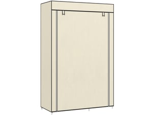 Armoire pliable en tissu, armoire portable avec 6 étagères et 1 tringle à vêtements pour la chambre, 103 x 43 x 162,5 cm, crème