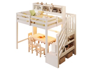 Lit mezzanine 90x200 cm <strong>MODENVIE</strong>  <strong></strong> coloris blanc