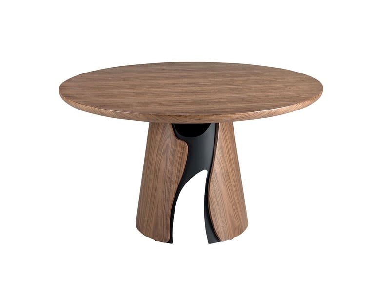 Table de salle à manger ronde en noyer et acier époxy noir 1205 - Conforama B