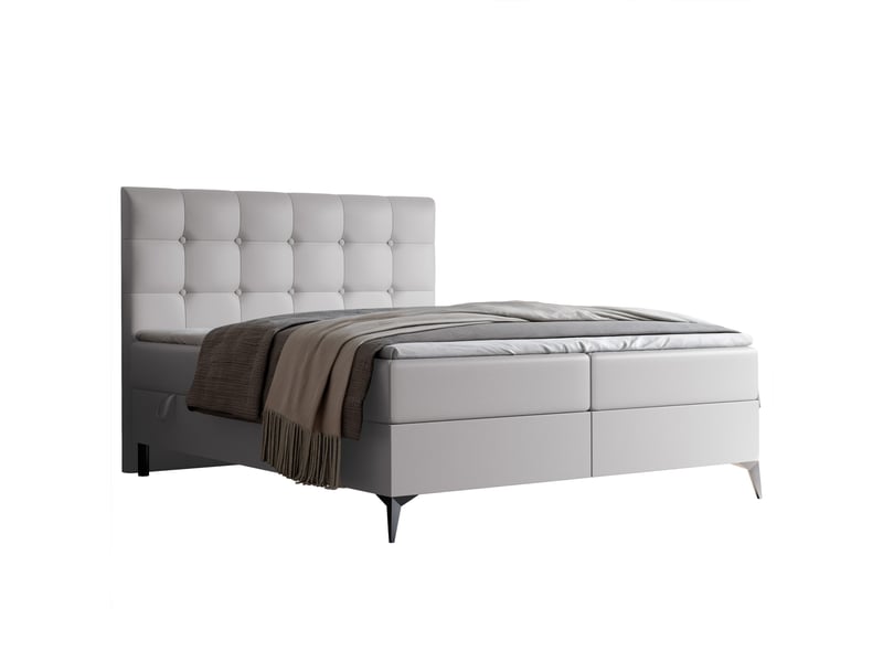 Lit coffre bailey - 180x200 cm - avec matelas et surmatelas - éco-cuir - gris BAILEY - Conforama A
