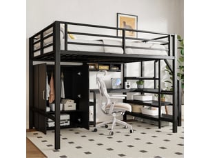 Lit mezzanine 140x200 cm <strong>ZOVIRA</strong> <strong></strong> coloris noir