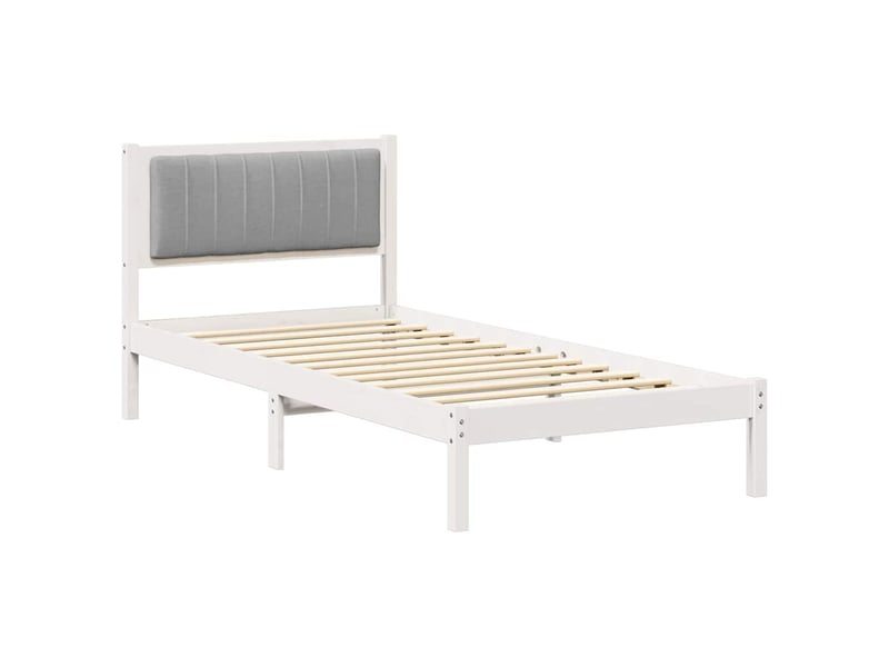 Lit simple- lit adulte - cadre de lit avec tête de lit rembourrée gris clair 90 x 200 cm - Conforama A