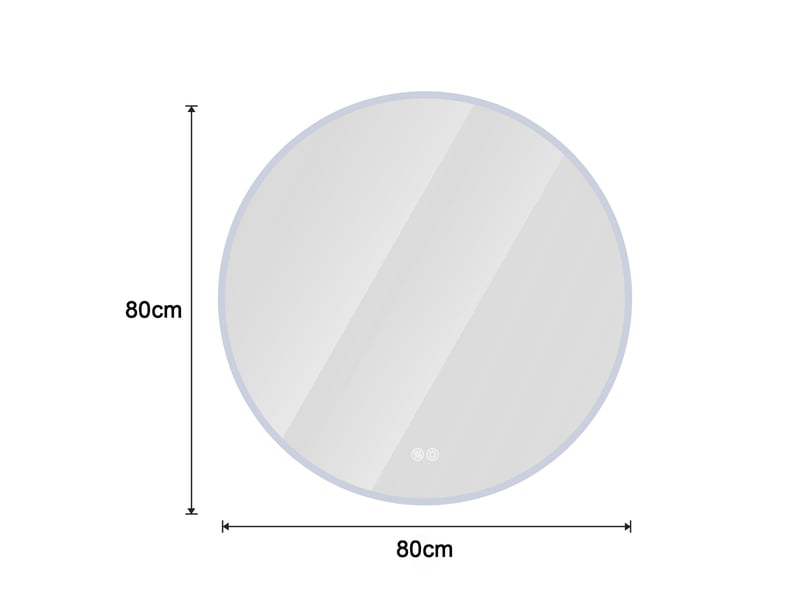  Miroir de salle de bain led rond antibuée intensité réglable argenté 80 cm W3700P345125 - Conforama C