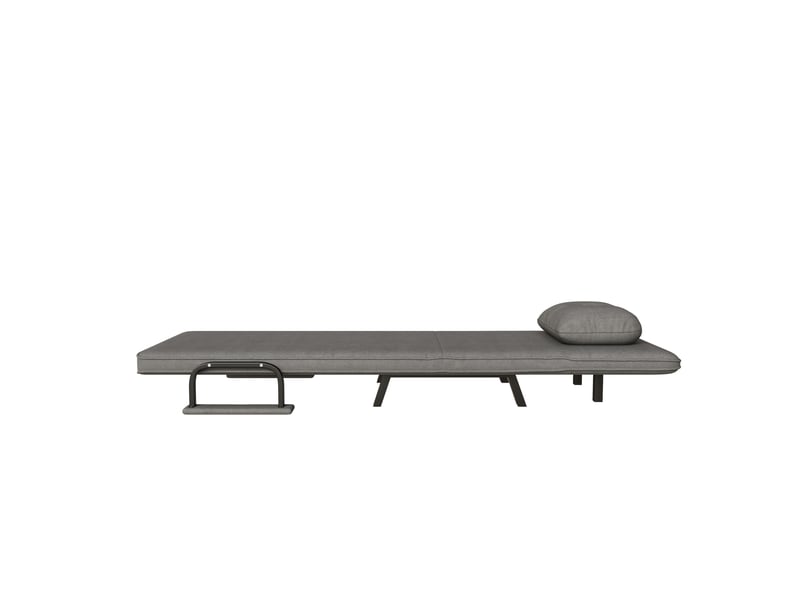 Fauteuil relax convertible avec dossier réglable 5 positions et supports rabattables en chenille gris - Conforama D