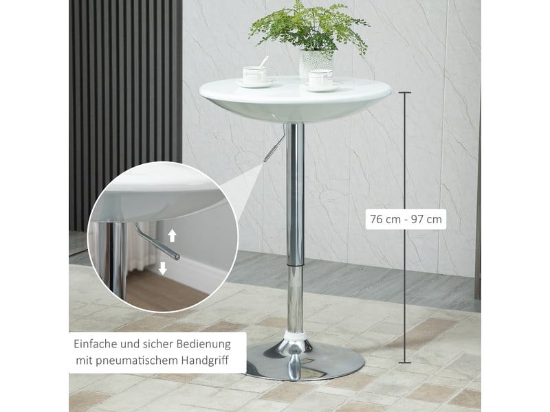  Table de bar mange-debout ronde réglable en hauteur métal et abs blanc ø61 x 76-97 cm  - Conforama E
