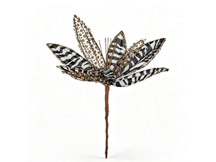 Fleur décorative de noël krist+ blanc noir 25 x 27 x 25 cm