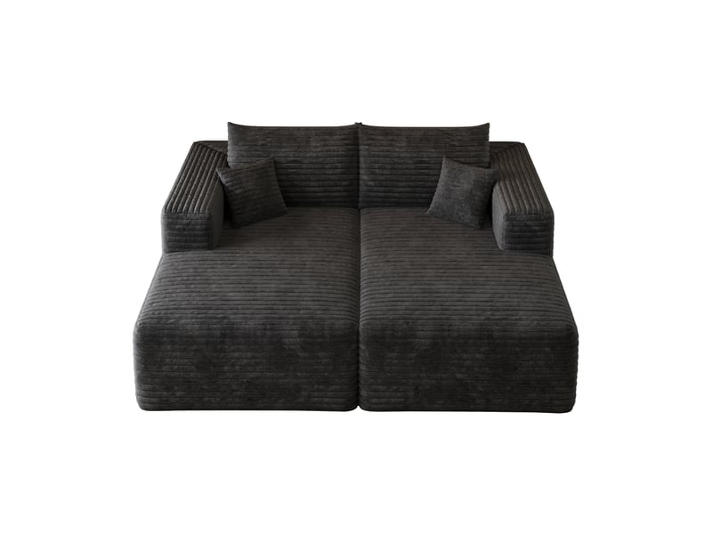  Canapé modulaire 180x151x58cm, meuble de salon, esthétique soignée, revêtement velours côtelé et tissu côtelé, noir  - Conforama A