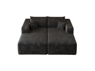 Canapé modulaire 180x151x58cm, meuble de salon, esthétique soignée, revêtement velours côtelé et tissu côtelé, noir