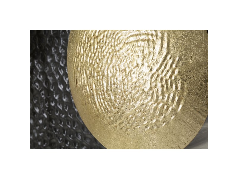 Panneau mural boly en fer avec disques abstraits or, noir et blanc - Conforama C