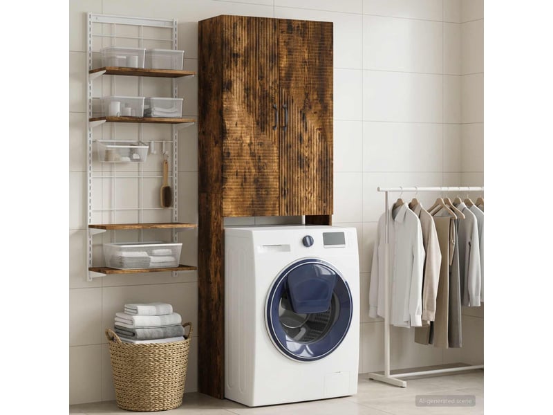 Armoire de toilette, meuble de toilette haarlem chêne fumé 66x25.5x190 cm - Conforama B