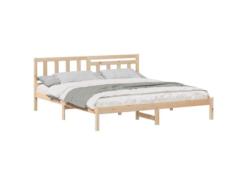 Lit double- lit adulte - cadre de lit avec tête de lit marron 200 x 200 cm pin massif - Conforama A