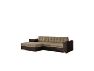 Canapé d'angle convertible conforto 4 places beige et chocolat – angle gauche