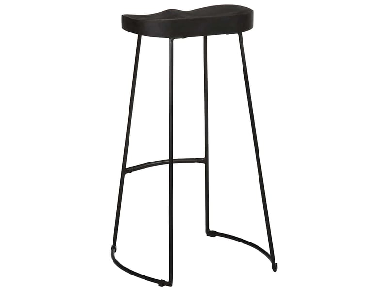  Lot de 2 tabouret de bar, chaise de bar noir 45x40x78 cm bois manguier massif  - Conforama D