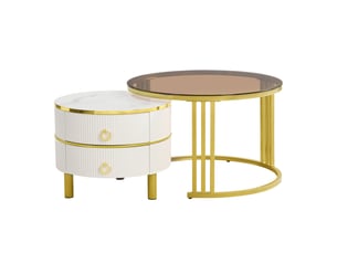 Table basse rond(e) coloris bicolore ATELIER CONFORTIEL - 70 cmx70 cm