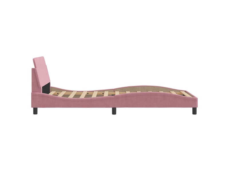  Lit simple- lit adulte -  cadre de lit avec tête de lit dover rose 100x200cm velours  - Conforama D
