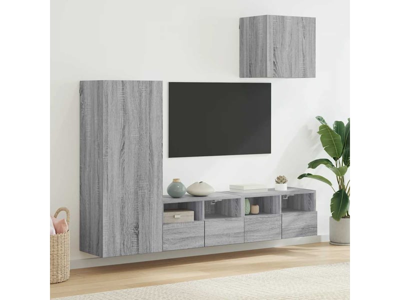  Unités murales tv 4 pcs sonoma gris bois d'ingénierie shl7603  - Conforama B