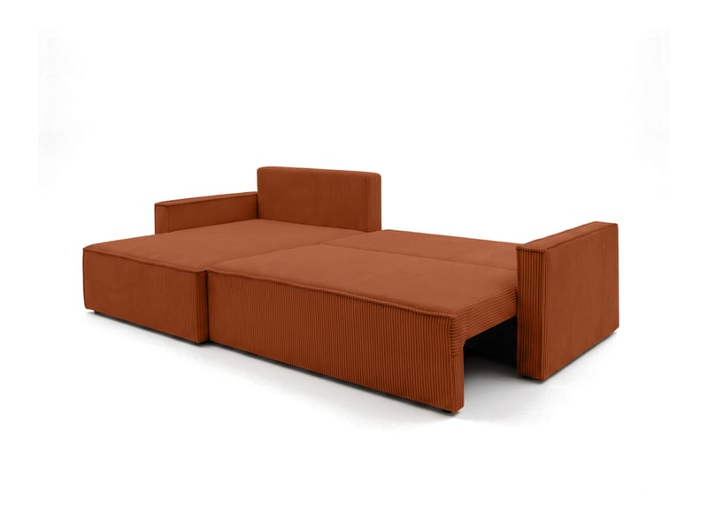 Farah - canapé d'angle max réversible et convertible 5 places accoudoirs slim en velours côtelé  - Conforama C