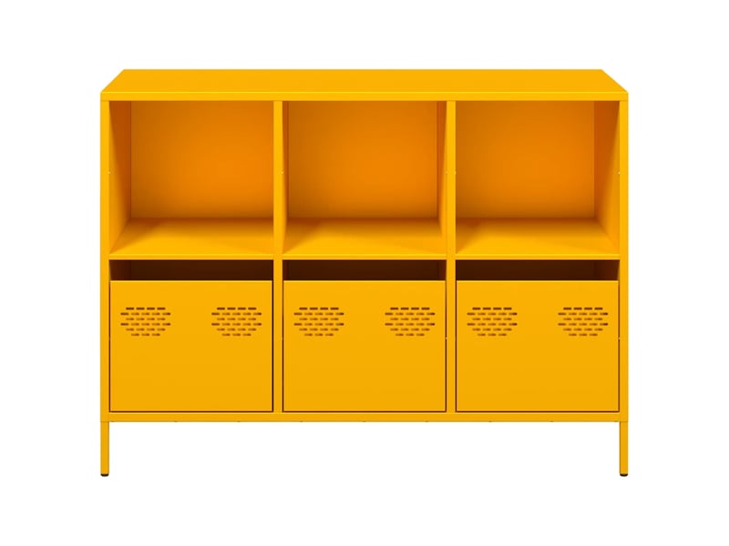  Buffet - bahut - meuble de rangement jaune moutarde 101,5x39x73,5 cm acier laminé à froid  - Conforama E