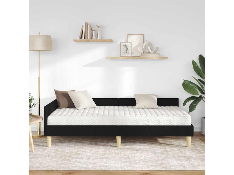 Lit simple- lit adulte - cadre de lit d'angle avec matelas 2 pcs noir 100 x 200 cm tissu - Conforama B
