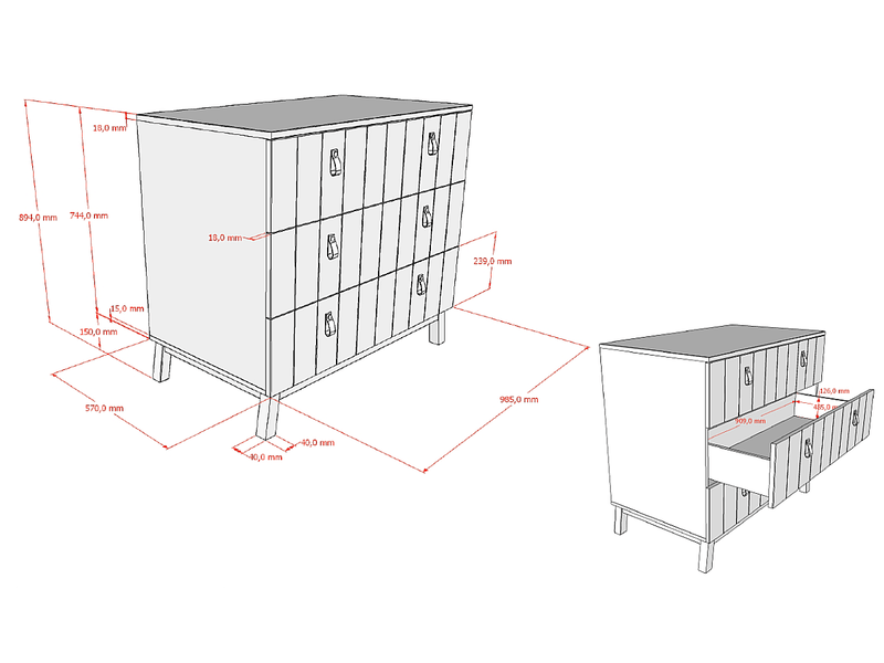  Ensemble chambre sezane commode + plan à langer clay SECO2104 - Conforama E