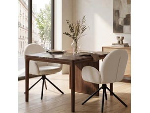 Lot de 2 chaises de salle à manger 53,5x36x86,5 cm pivotantes avec accoudoirs blanc crème