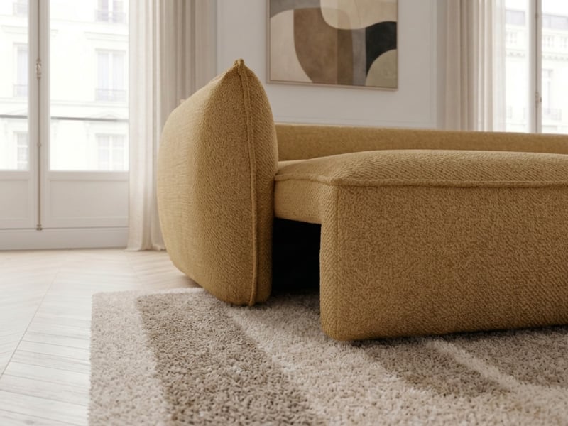 Bobochic canapé droit convertible 3 places esmee tissu chenille jaune ESMEE - Conforama D