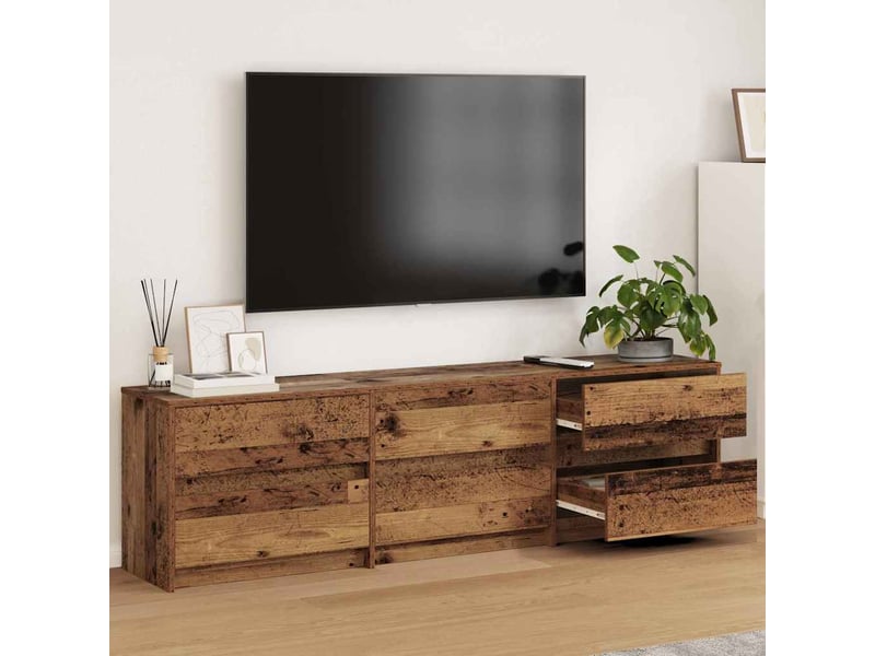 Meuble tv moderne, banc tv 180x34x50 cm bois ancien bois d'ingénierie - Conforama B