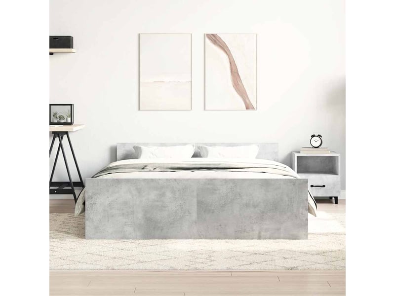  Lit double- lit adulte -  cadre de lit sans matelas gris béton 135x190 cm  - Conforama B